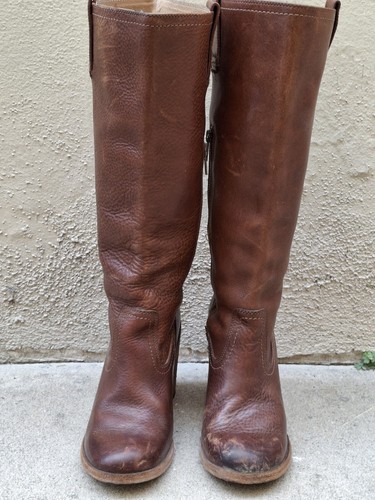 Vintage Women's 70s Style Brown Leather Riding Campus Knee Boots Size 8 - Picture 19 of 24