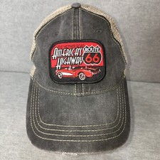 Route 66 Americas Highway Mother Road Trucker Hat Adjustable Snapback Distressed