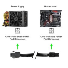 2 Pack Atx 4 Pin Cpu Male To Female Extension Cable 8 Inch