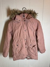 Abercrombie Kids Pink Parka Jacket Faux Fur Hood Girls Size 9/10
