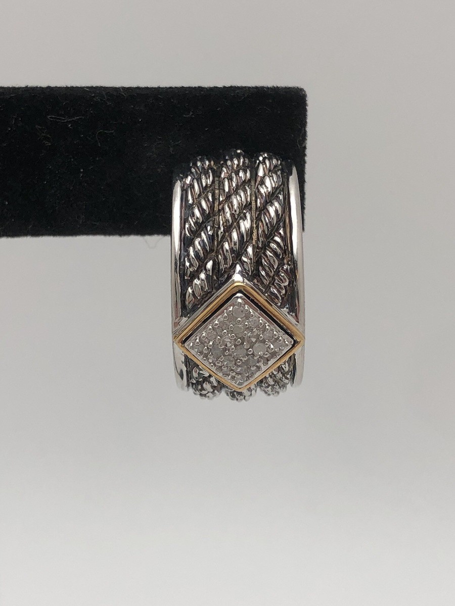 Heng Ngai Sterling Silver 925 Vermeil Gold Diamond Post Earrings View 5