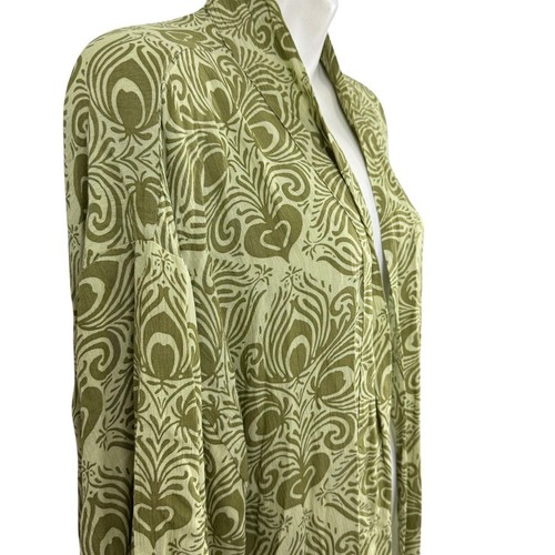 Free People Riviera Moss Green Print Open Kimono Long Jacket NWT Boho sz ALL OS - Picture 4 of 18