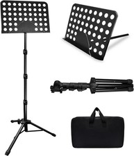 Heavy Duty Metal Adjustable Tripod Sheet Music Stand Holder Folding+Storage Bag