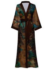 Kihnop Women's Floral Long Kimono Robe Long Satin Robe Long Silk Robe Ladies ...