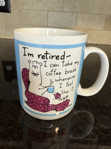 1988 Coffee cup Hallmark Shoebox - Im Retired.... I can Take my Coffee Break ...