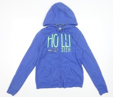 Womens UK Size L Hollister Blue Full Zip Hoodie