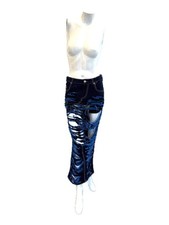 Marni One-of-a-Kind Distressed Denim Maxi Skirt SS22 Upcycled Size XS/S