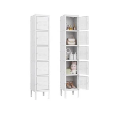 Metal Lockers for Employees, Steel Storage Locker with 5 Doors, White