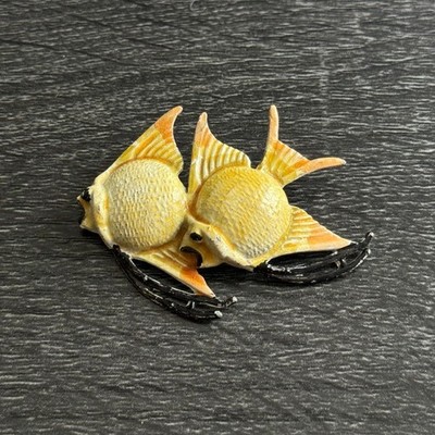 Vintage Double Fish Swimming Brooch Pin