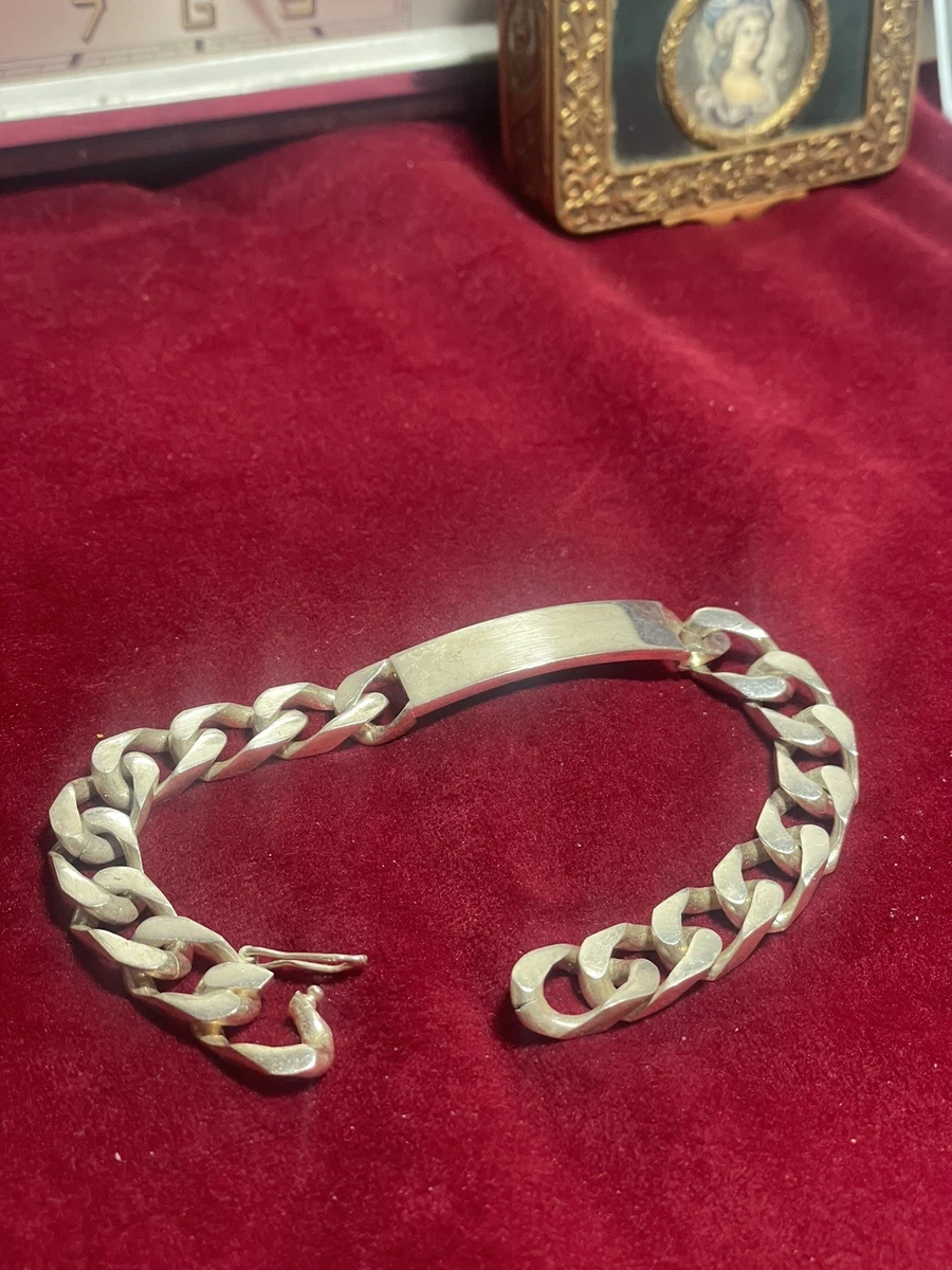 Bracelet Gourmette En Argent Massif - Maille Forçat, Vierge (sans Gravure), Stock De Bijouterie, Occasion