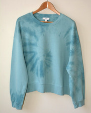 EX M & S DUCK EGG BLUE TIE-DYE PRINT CREW NECK COPPED SWEATSHIRTSIZE XS-S-M-L-XL