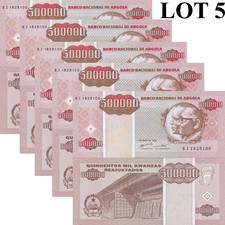 Angola 500000 Kwanzas Reajustados 1995 P 140 UNC 1/20 Bundle Lot 5 pcs