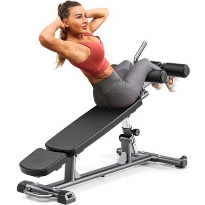 Semi-Commercial Sit-Up Bench with Reverse Crunch Handle for Ab & Core Workout...