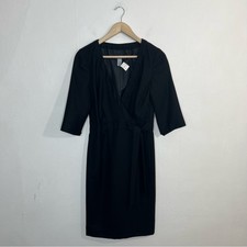 J. Crew Wool Fit and Flare Wrap Style Black Dress Size 6 NWT