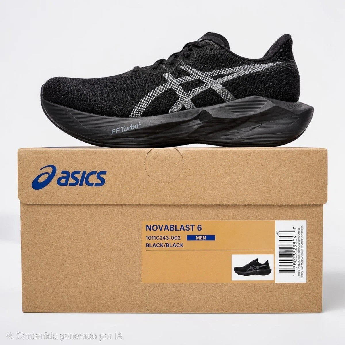 ASICS Novablast 6 Mens Size 8.5 Black Running Shoes Gym Training Sneakers NWB!