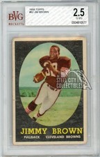 Jim Brown 1958 Topps Football Rookie Card #62 BVG 2.5. rookie card picture