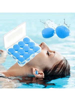 12Pcs Soft Silicone Noise Cancelling Ear Plugs Reusable Mouldable for Sleep Swim