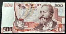 &Ouml;STERREICH - 500 SCHILLING 1985 - GEBRAUCHT !!