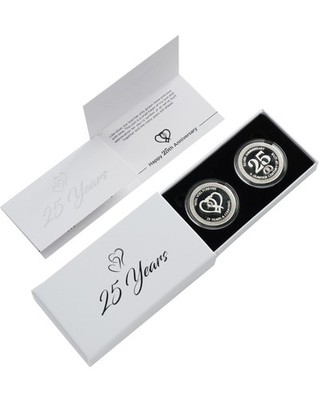 25th Wedding Silver Anniversary Commemorative Coins Set of 2   25 Year for Co...