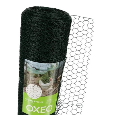 Grillage à poule 30m - Hauteur 1m - Acier revêtement PVC vert – Maille hexagonal - Photo 1/4