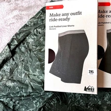 REI Co-op Link Padded Liner Cycling Shorts NEW Women's 2X Large Olive Leaf Print