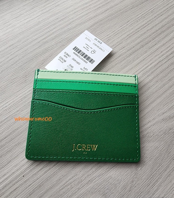 GREENGREEN 自撮りカード J.Crew Factory NEW Leather Card Holder Green Wallet NWT💚🩵 | eBay