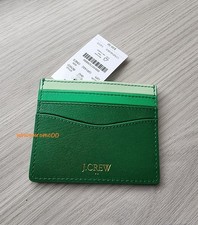 J.Crew Factory NEW Leather Card Holder Green Wallet NWT    