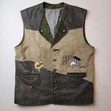 Vintage Original Leather Embroidered Vest Size 50