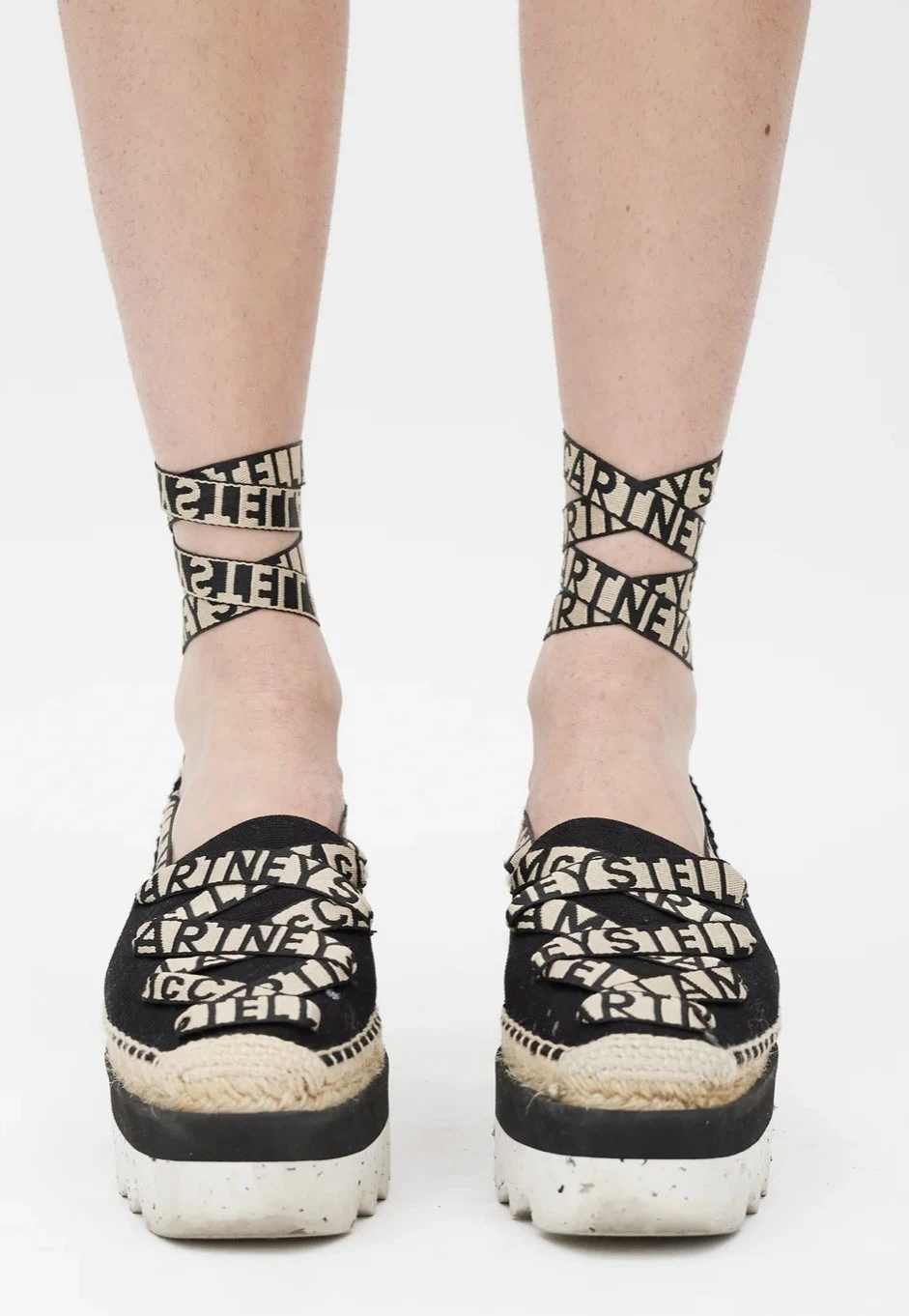 Stella McCartney — Stella McCartney  Gaia Logo Canvas Platform Espadrilles Sandals Shoes 650.00