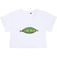 'Two Happy Peas in a Pod' Women's Cotton Crop Tops (CO049030)