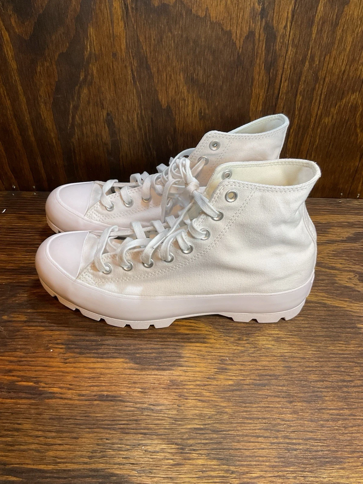 Converse DONNA taglia 10 5 strappate Chuck Taylor All Star alte bianche 565902C