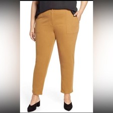 Eileen Fisher Organic Cotton Cozy Stretch Dark Clay Slim Pants 24W - NEW 258 