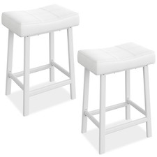 Modern Saddle Bar Stools Set of 2, 24 Inch Counter Height Backless for Kitchen