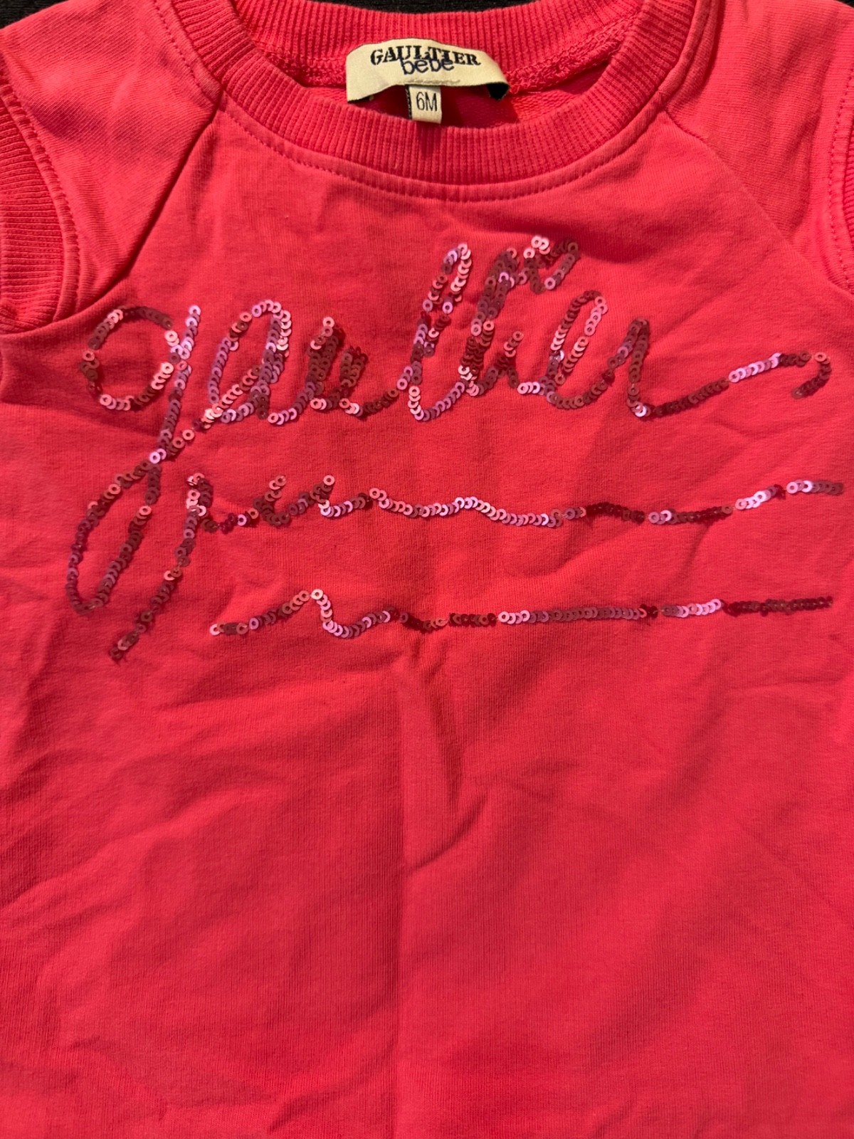 Gaultier Bebe Baby Girls Shirt/Dress 6M Kids Cotton Red Sleeveless Designer image 2