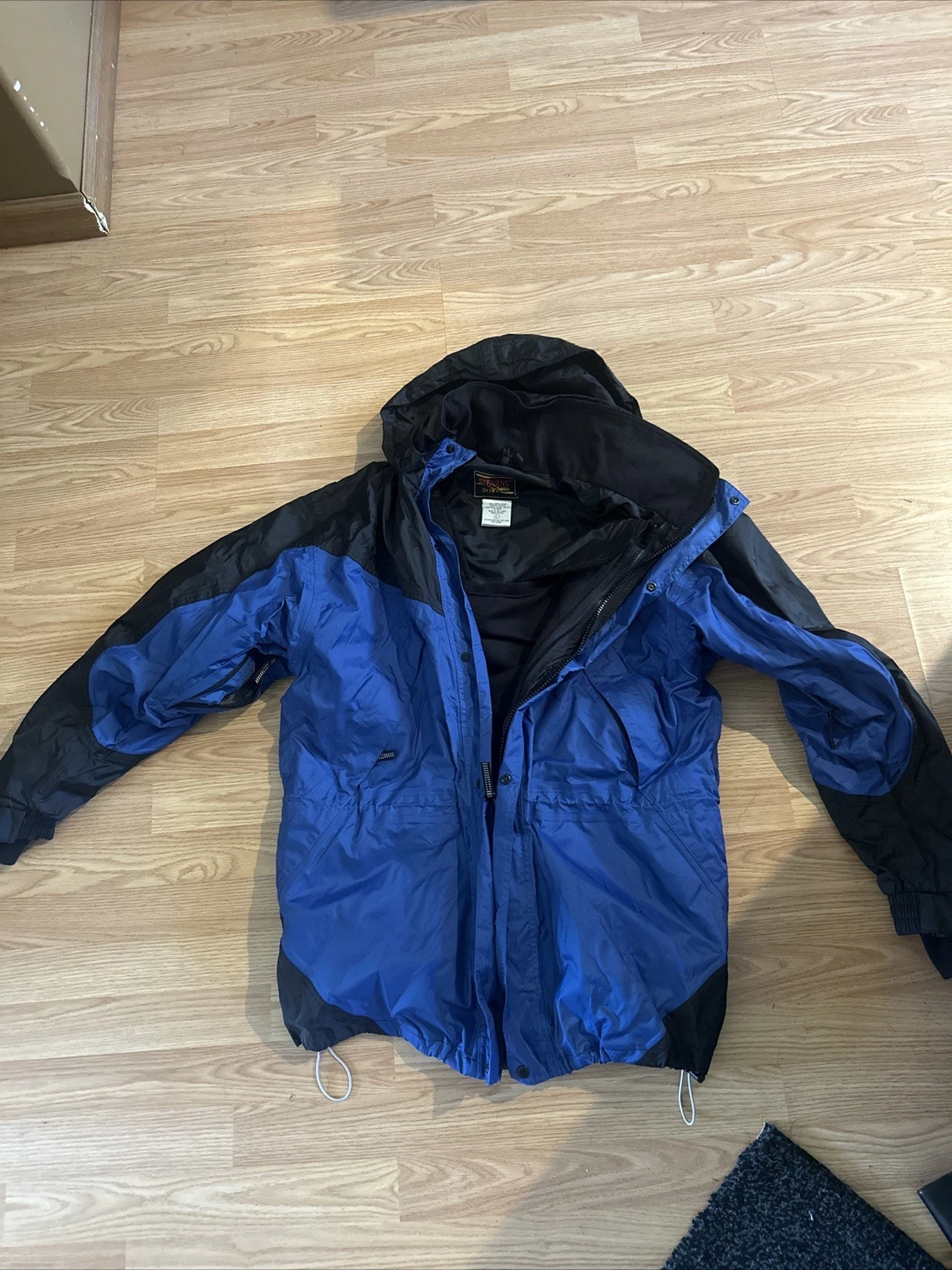 Stearns DryWear Blue Black Hooded Outdoor Men’s L Waterproof Fishing Coat