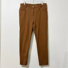 Chicos Womens So Slimming Ankle Pants Size 2 Large Brown Ponte Knit Stretch