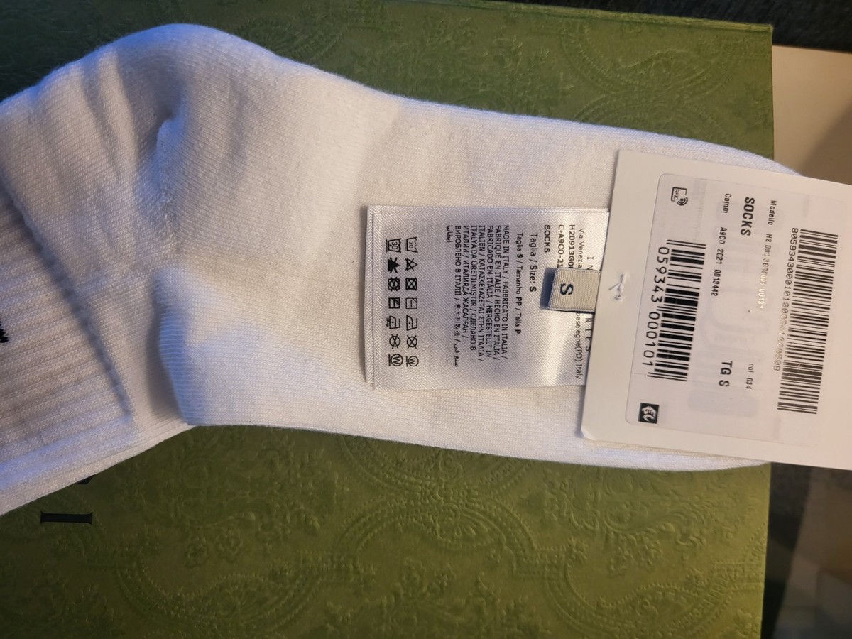 Moncler St. Moritz Striped Logo Cotton Mid Calf Crew Socks White S