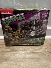 Ninja Turtles Twin Sheet Set Flat Sheet Fitted Pillowcase Sealed 2014 TMNT Soft