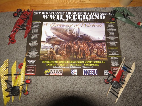 Mid Atlantic Air Museum World War II WWII Weekend 2014 Airshow Poster 18" by 24"
