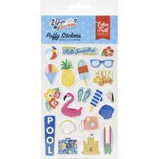 Crafts EP Puffy Stickers Dive Into Summer Pool Flamingo Ice Cream Fun Sun Fruit