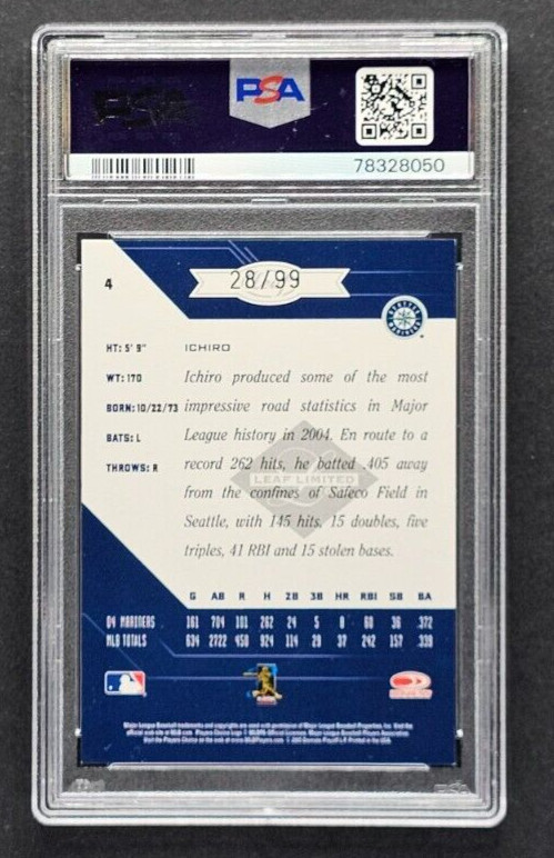 2005 Leaf Limited Ichiro Suzuki Bronze Spotlight #/99 PSA 8 view 2