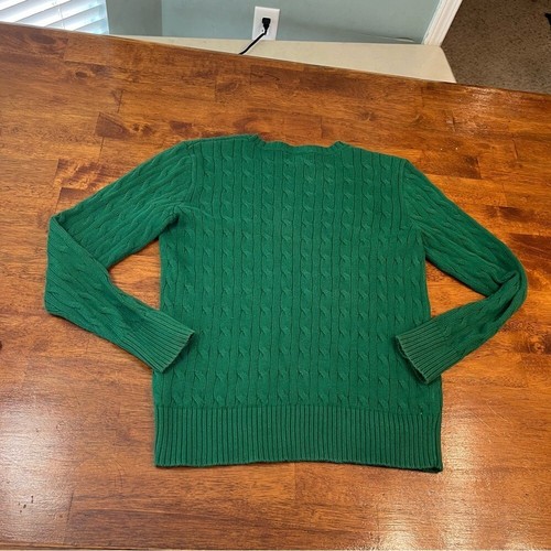 Polo Ralph Lauren green cable knit long sleeve sweater Crewneck size large 14-16 - Picture 3 of 4