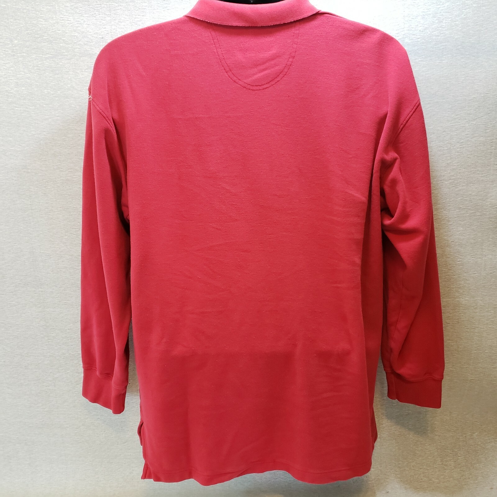 Cotton Traders Mens XL Shirt Long Sleeve Polo Rugby Solid Red Button