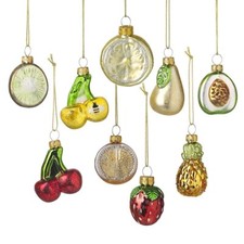 Heaven Sends Glass Fruit Hanging Christmas Tree Decorations With Gold Twine
