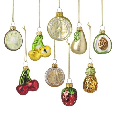 Heaven Sends Christbaumschmuck aus Glas Obst zum Aufhängen mit Goldgarn