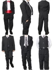 KINDER JUNGEN HOSENANZUG 5TLG MIT BLAZER WESTE KRAWATTE HOSE HEMD 