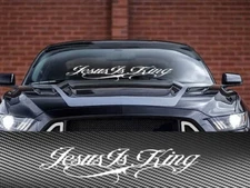 Jesus is King Windshield Banner Decal Sticker Christian God Car Truck SUV #D