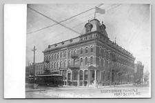 Postcard Kansas Fort Scott Scottish Rite Temple Citizens Natl Bank UDB B508