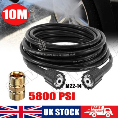 ACELECTRONIC 10m Extension Hose High Pressure Washer Hose Heavy Duty UK M22-14 Jet Power Wash
