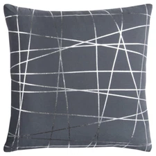 Rizzy Gray Banded Foil Lines Angular Transitional Throw Pillow Geometric T11966
